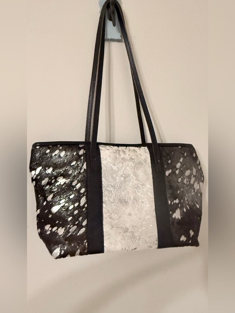 Cow print genuine leather Tote Bag
